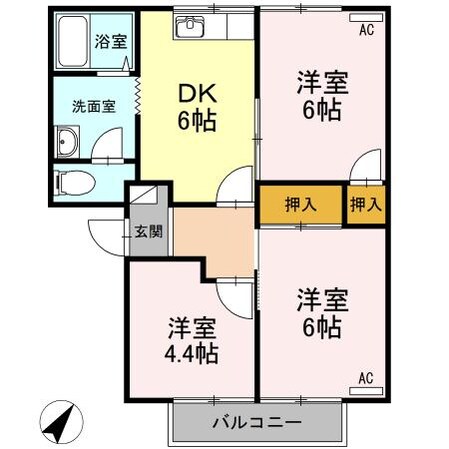 サンライズ富士A棟の物件間取画像